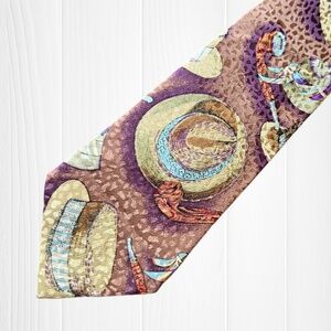L’OISEAU 100% Silk Men’s Tie - Fedora and Smoking Pipe